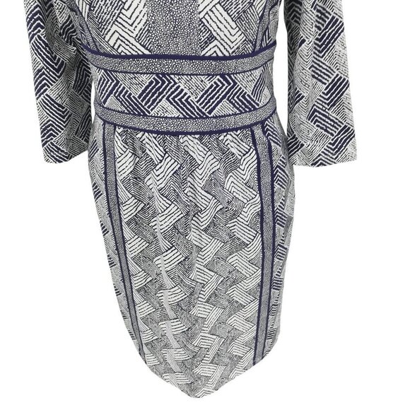 J McLaughlin  3/4 Sleeve V-neck Sheath Dress Size XS Geometric Chevron Catalina - Picture 5 of 11